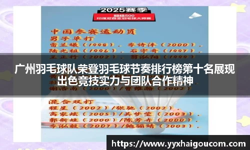广州羽毛球队荣登羽毛球节奏排行榜第十名展现出色竞技实力与团队合作精神