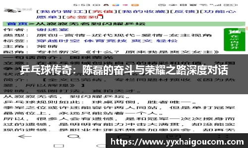 乒乓球传奇：陈磊的奋斗与荣耀之路深度对话