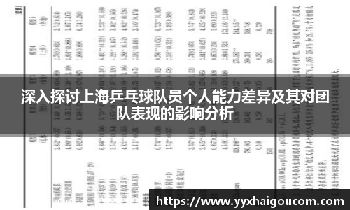 深入探讨上海乒乓球队员个人能力差异及其对团队表现的影响分析